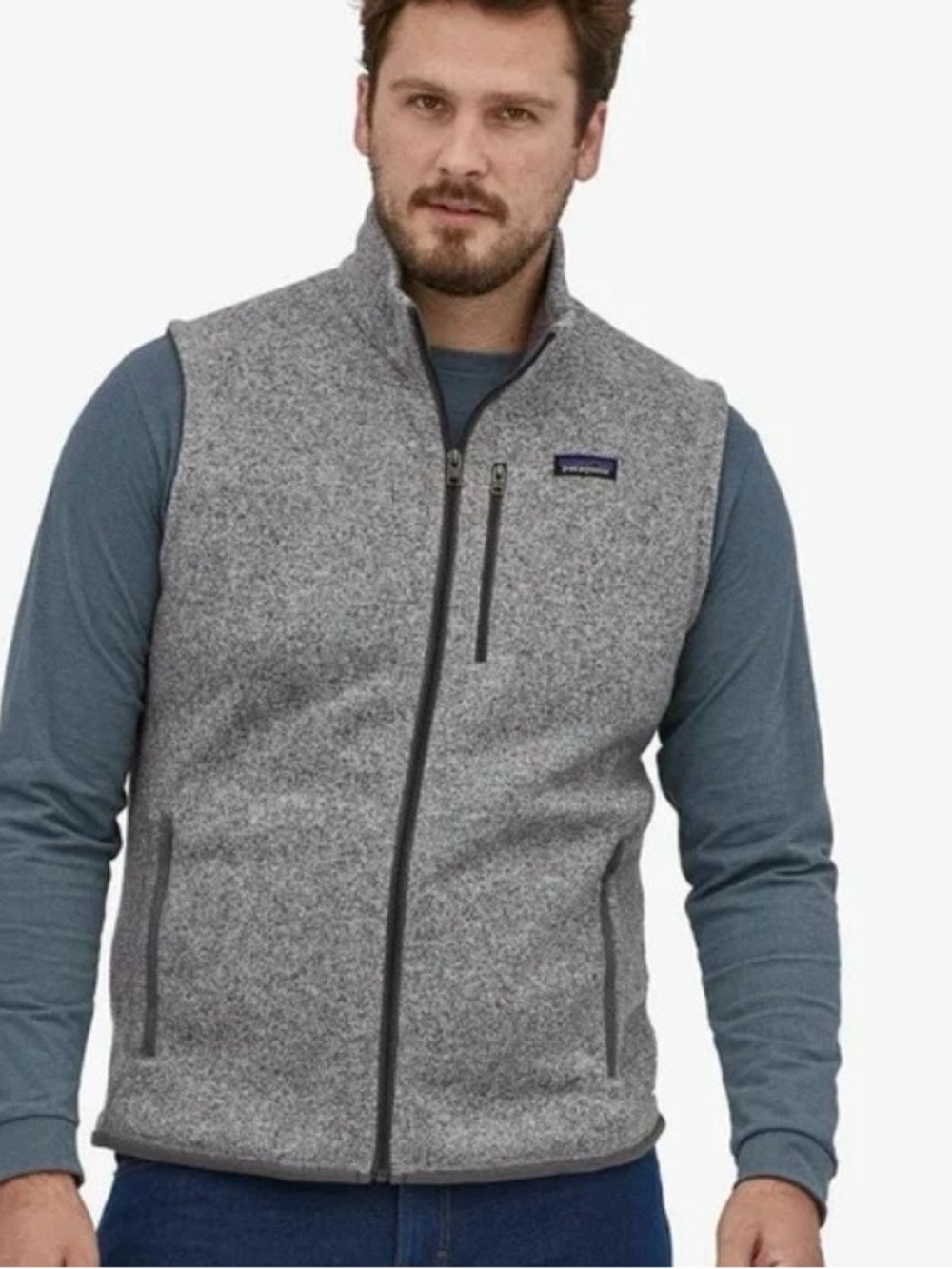 Patagonia Men’s Better Sweater Gray Fleece Vest Stonewashe with VIX logo